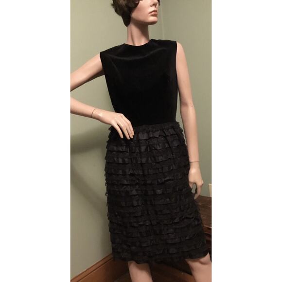 Vintage Toni Todd Black Velvet Lace Cocktail Dress 1960s NOS - Picture 1 of 9